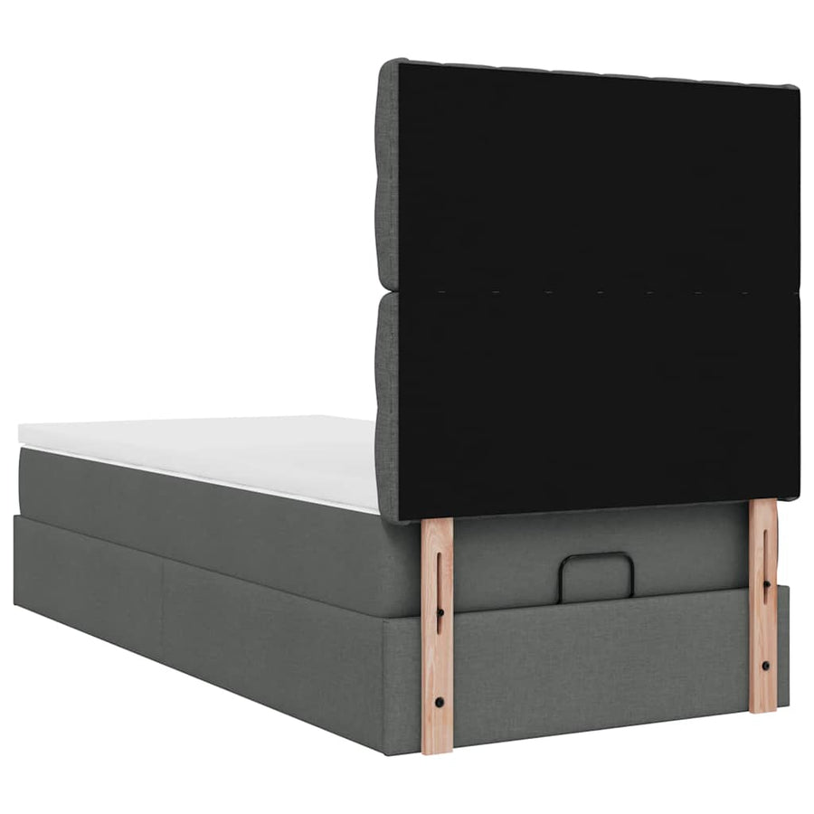 Ottoman bed met matras 100x200cm stof donkergrijs