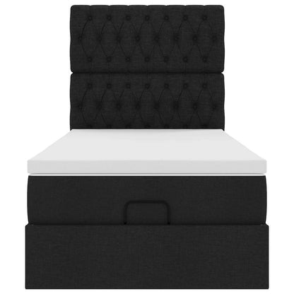 Ottoman bed met matras 100x200cm stof zwart