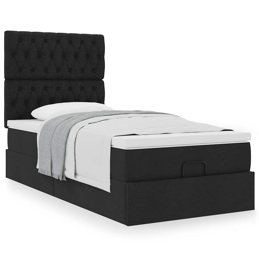 Ottoman bed met matras 100x200cm stof zwart