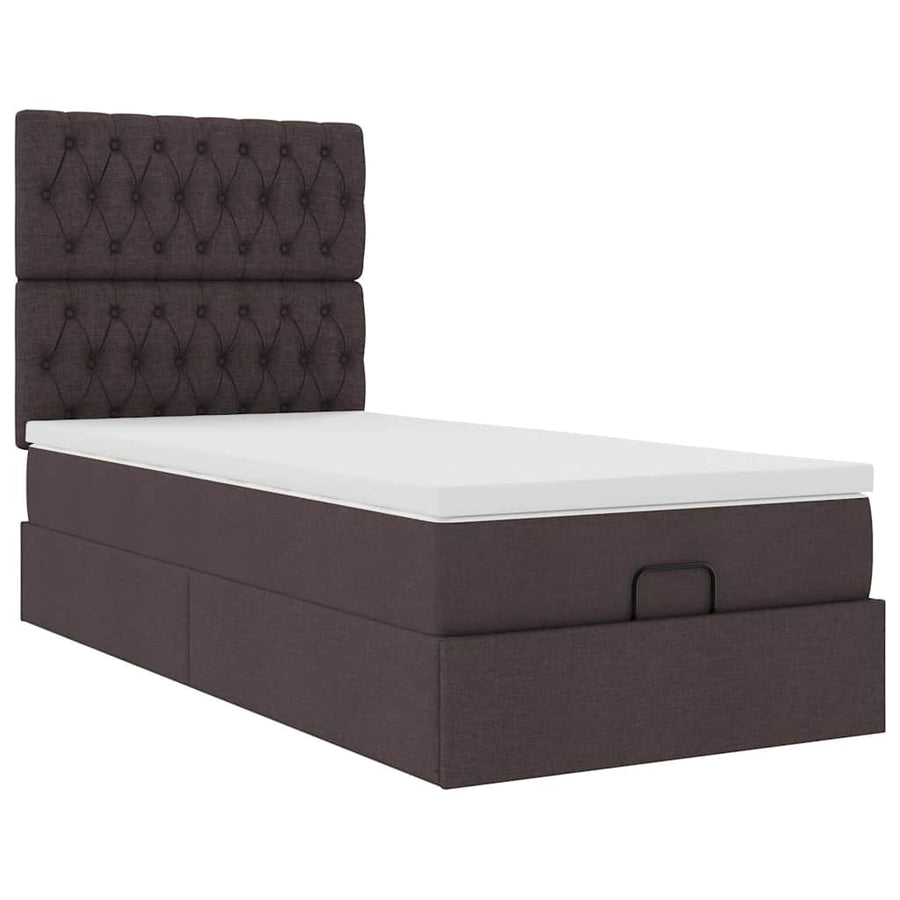 Ottoman bed met matras 100x200cm stof donkerbruin