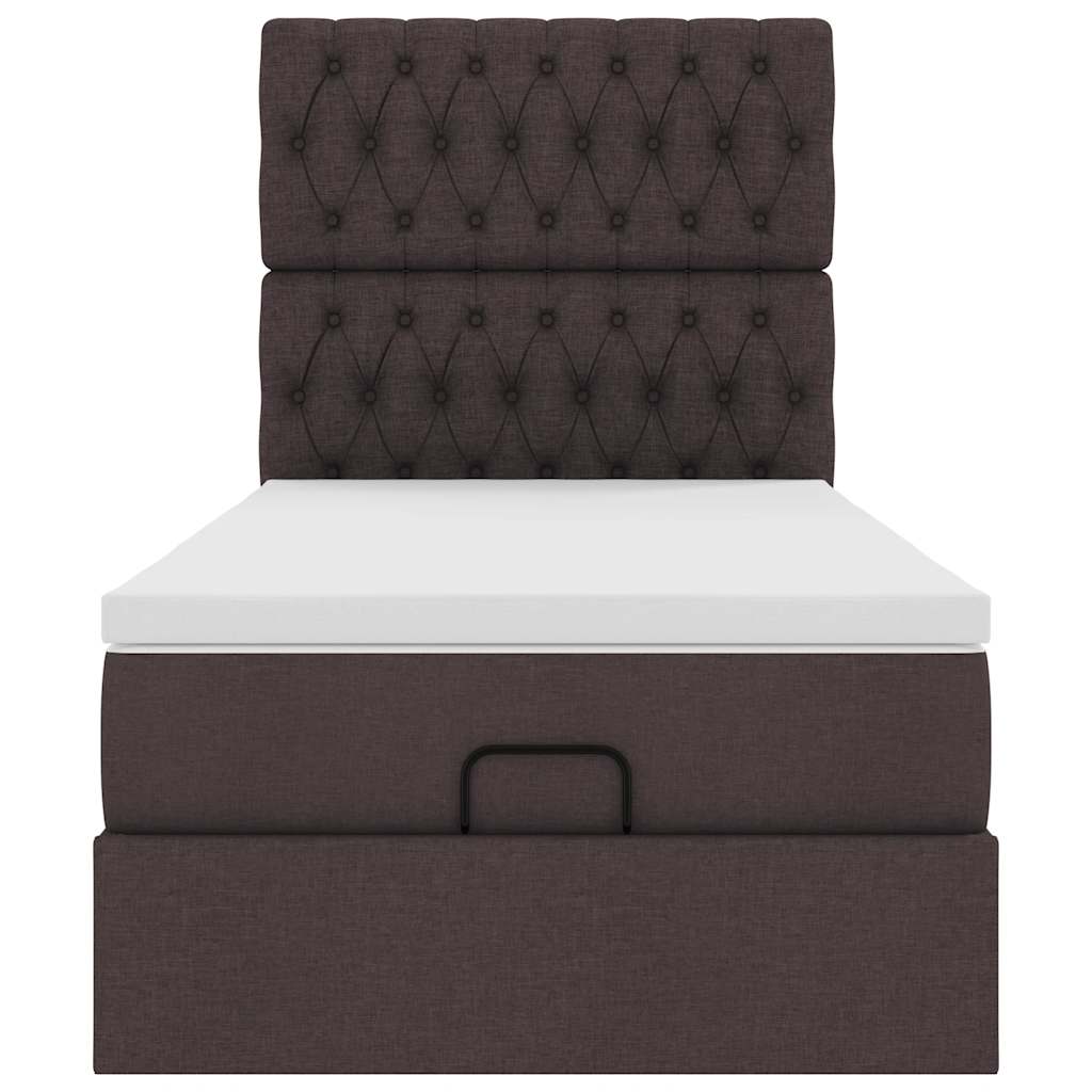Ottoman bed met matras 100x200cm stof donkerbruin
