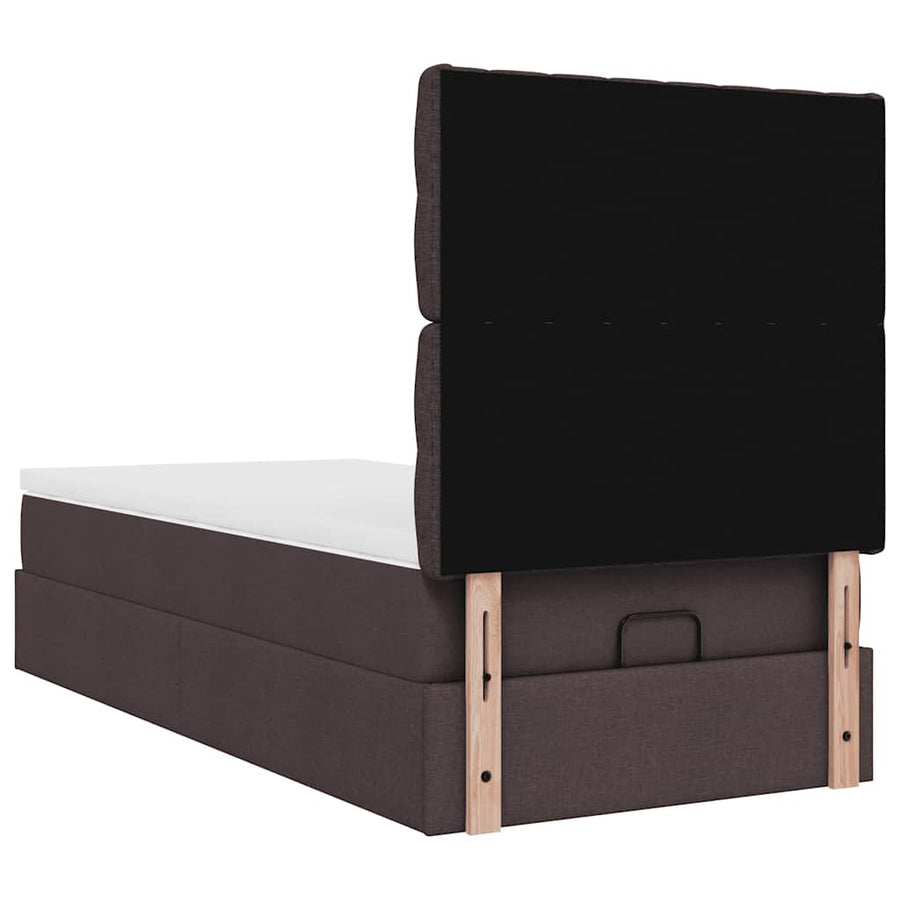 Ottoman bed met matras 100x200cm stof donkerbruin
