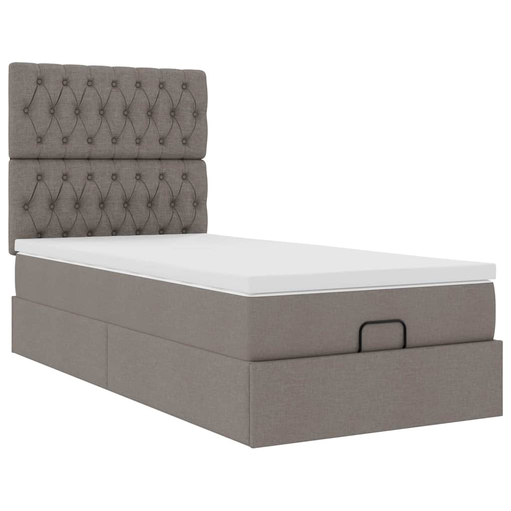 Ottoman bed met matras 100x200cm stof taupe