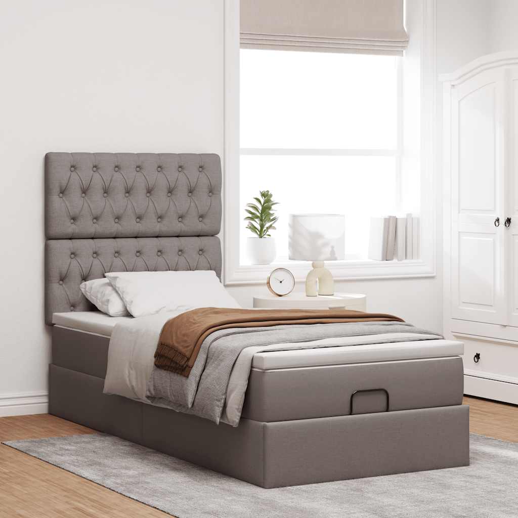 Ottoman bed met matras 100x200cm stof taupe