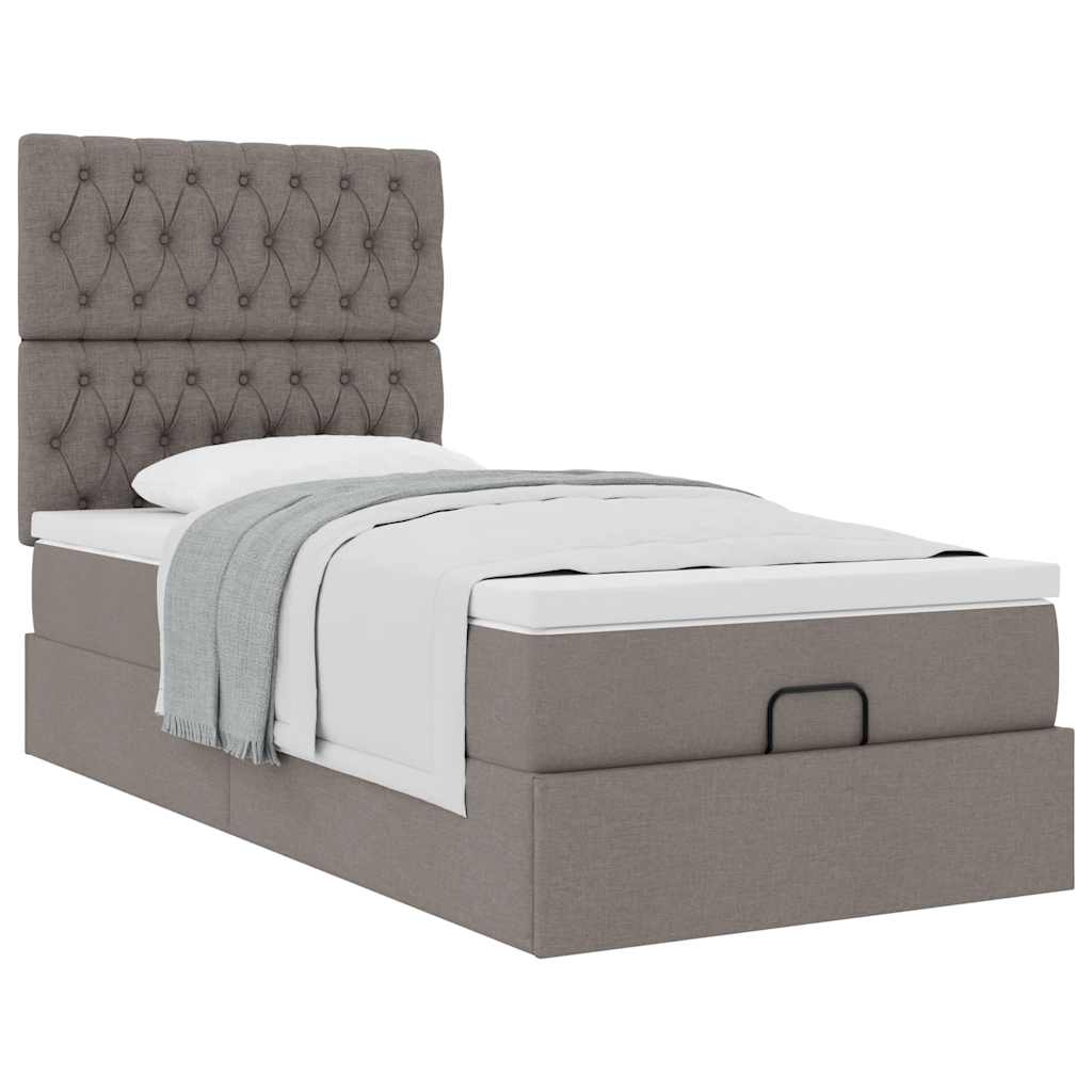 Ottoman bed met matras 100x200cm stof taupe