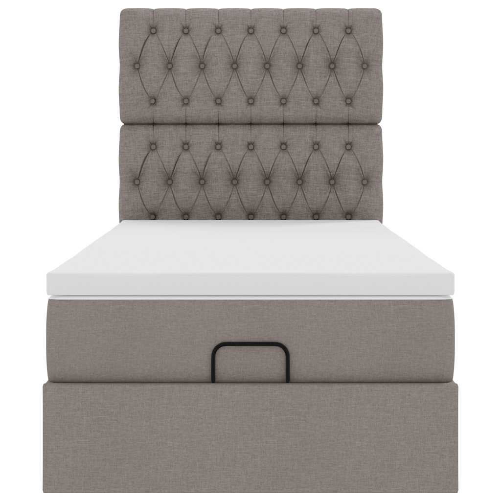 Ottoman bed met matras 100x200cm stof taupe