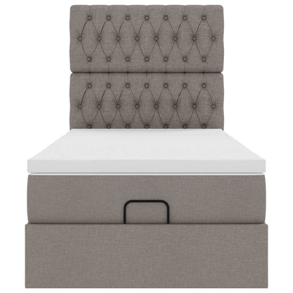 Ottoman bed met matras 100x200cm stof taupe