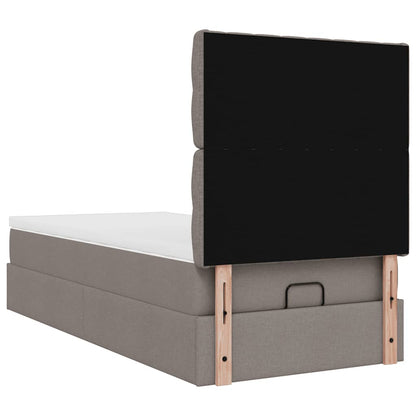 Ottoman bed met matras 100x200cm stof taupe