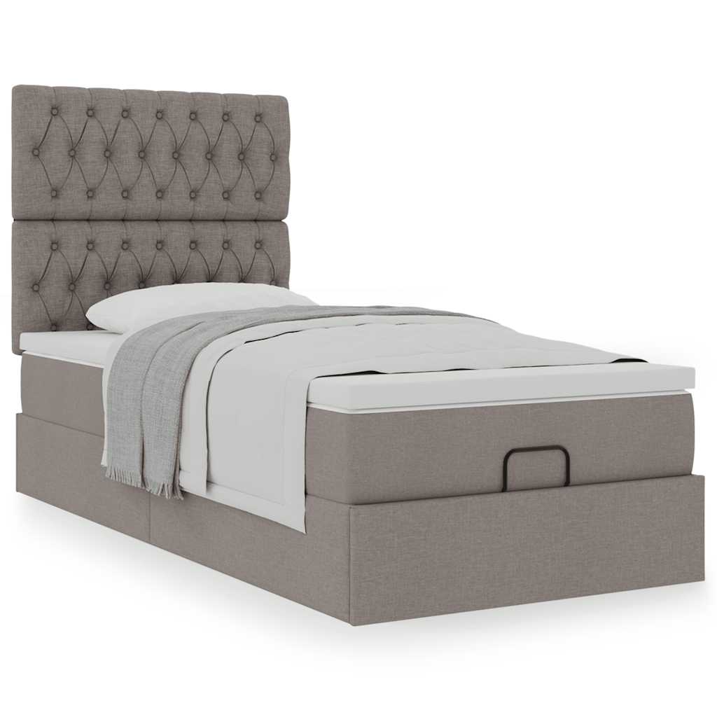 Ottoman bed met matras 100x200cm stof taupe