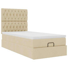 Ottoman bed met matras 100x200cm stof crèmekleurig