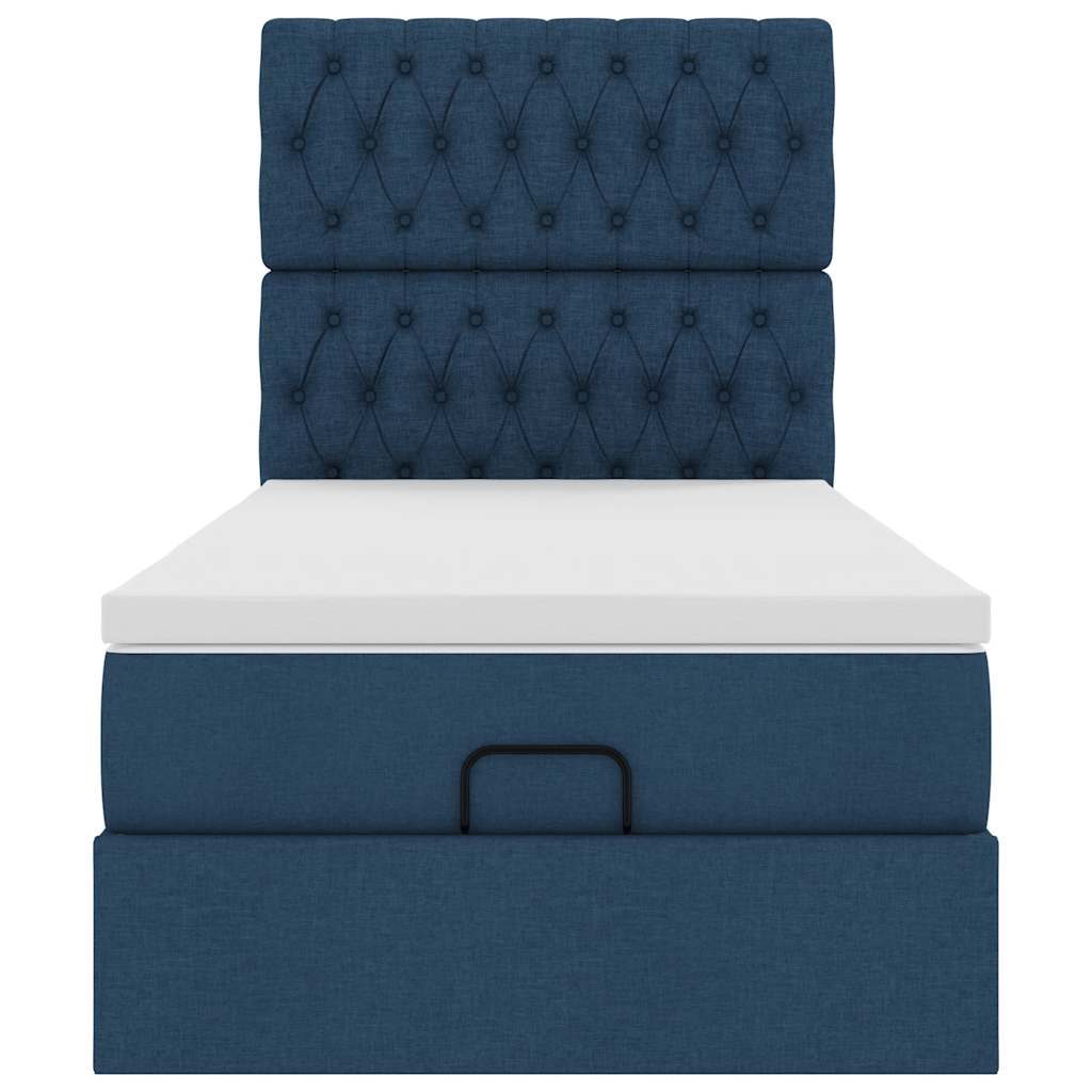 Ottoman bed met matras 100x200cm stof blauw