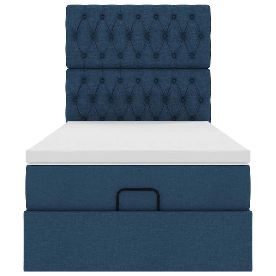 Ottoman bed met matras 100x200cm stof blauw
