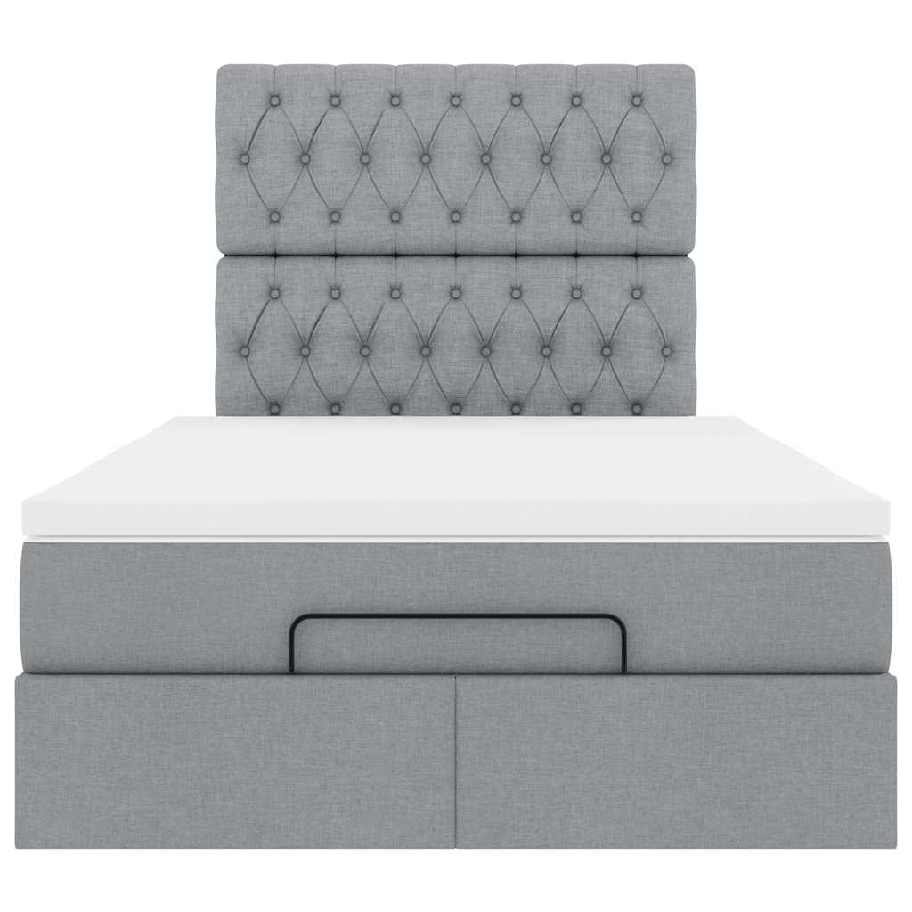 Ottoman bed met matras 120x190 cm stof lichtgrijs