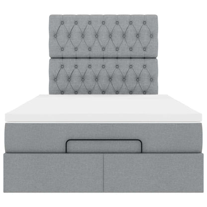 Ottoman bed met matras 120x190 cm stof lichtgrijs