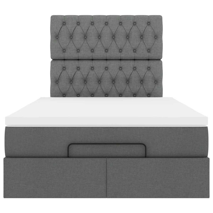 Ottoman bed met matras 120x190 cm stof donkergrijs