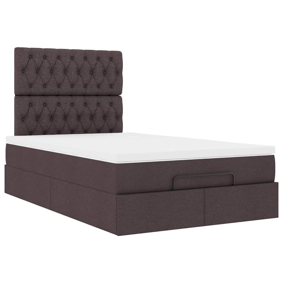 Ottoman bed met matras 120x190 cm stof donkerbruin