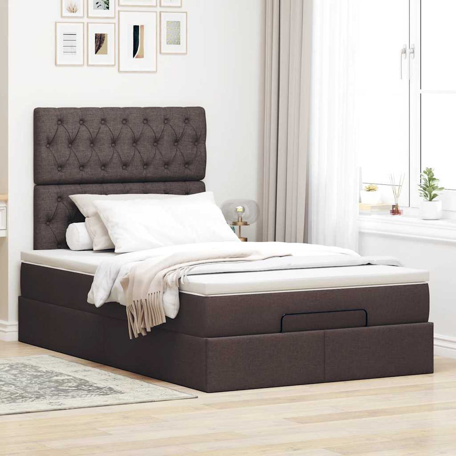 Ottoman bed met matras 120x190 cm stof donkerbruin
