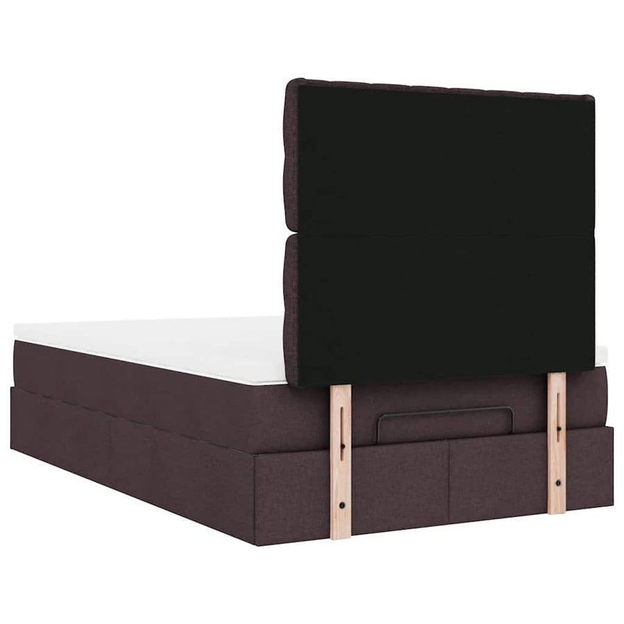 Ottoman bed met matras 120x190 cm stof donkerbruin