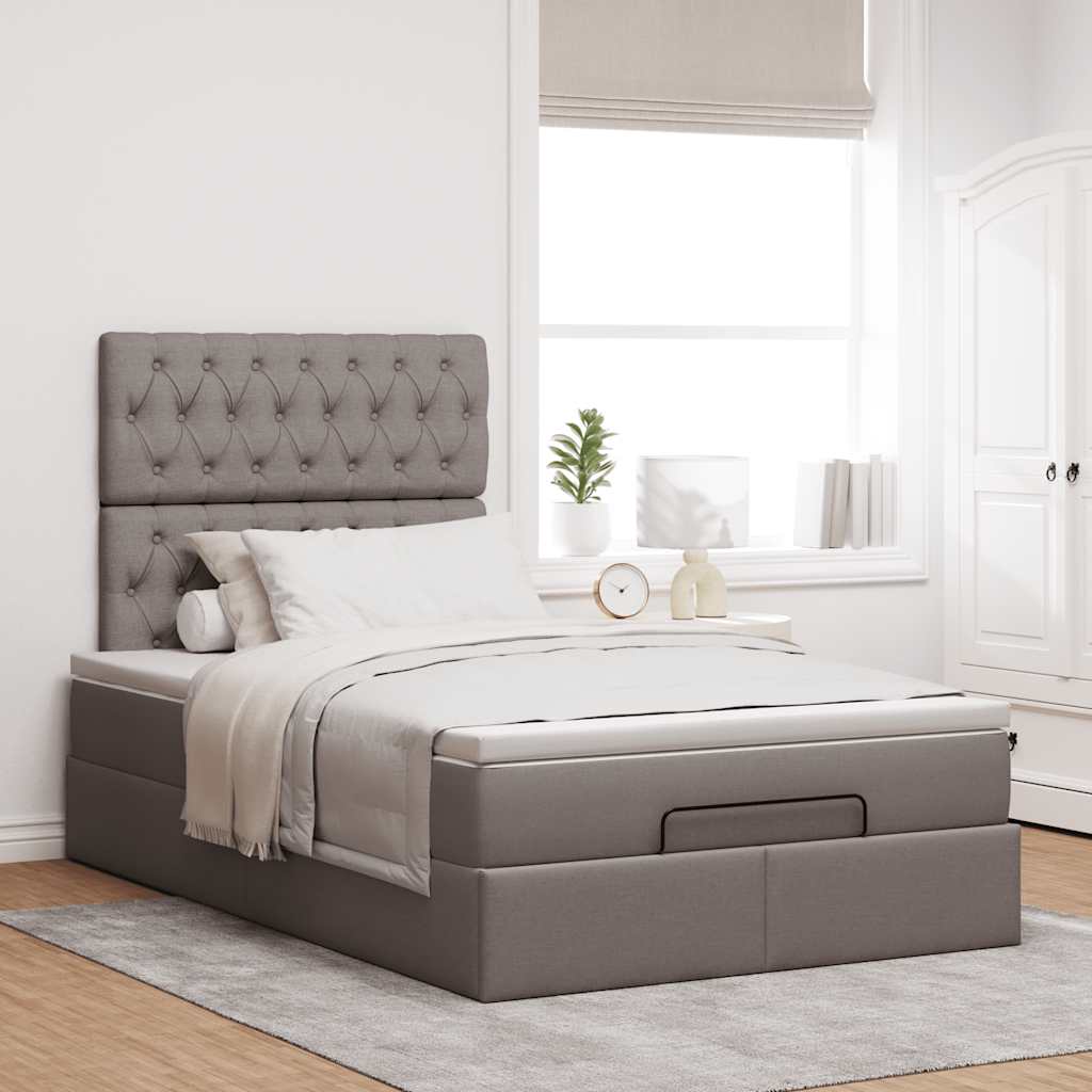 Ottoman bed met matras 120x190 cm stof taupe