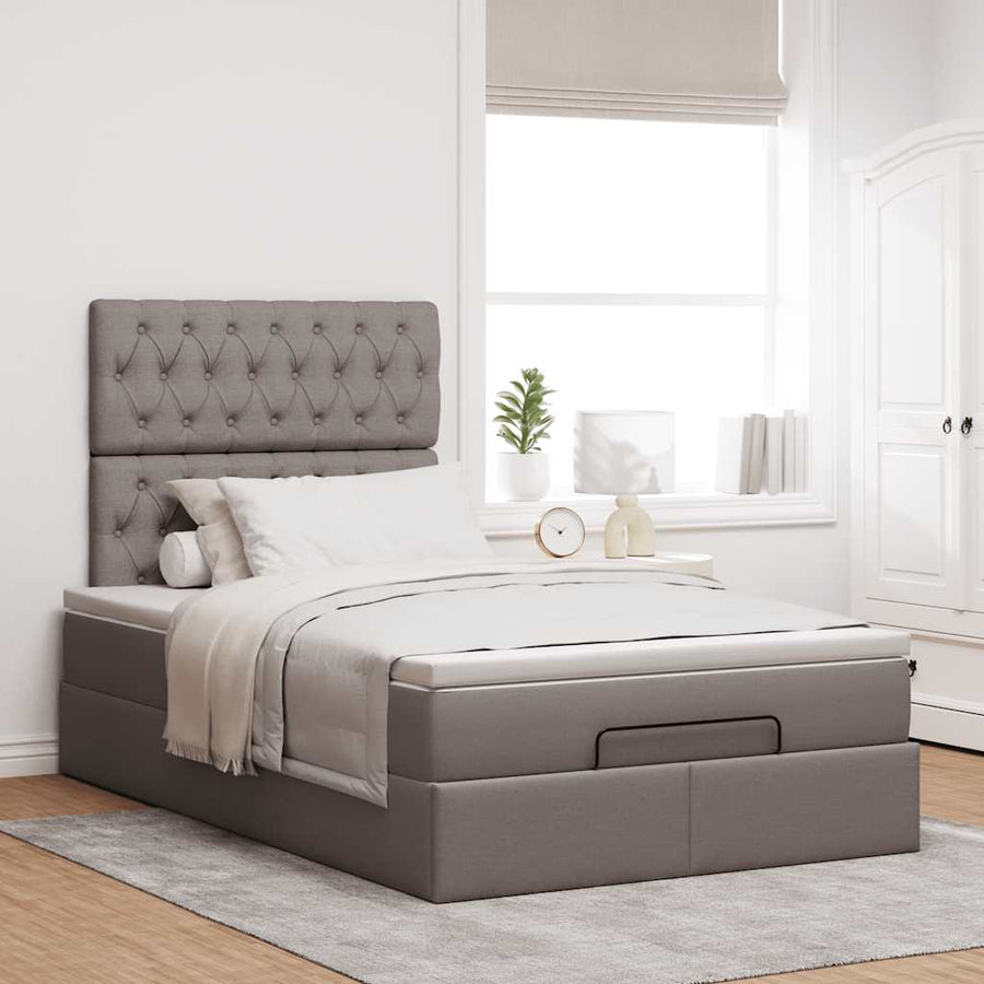 Ottoman bed met matras 120x190 cm stof taupe
