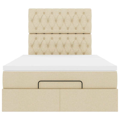 Ottoman bed met matras 120x190cm stof crèmekleurig