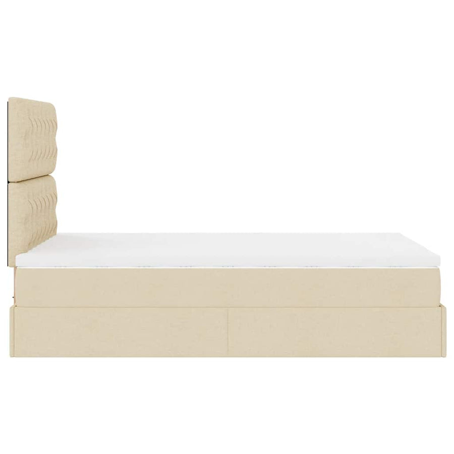 Ottoman bed met matras 120x190cm stof crèmekleurig