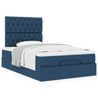 Ottoman bed with mattress 120x190 cm blue fabric