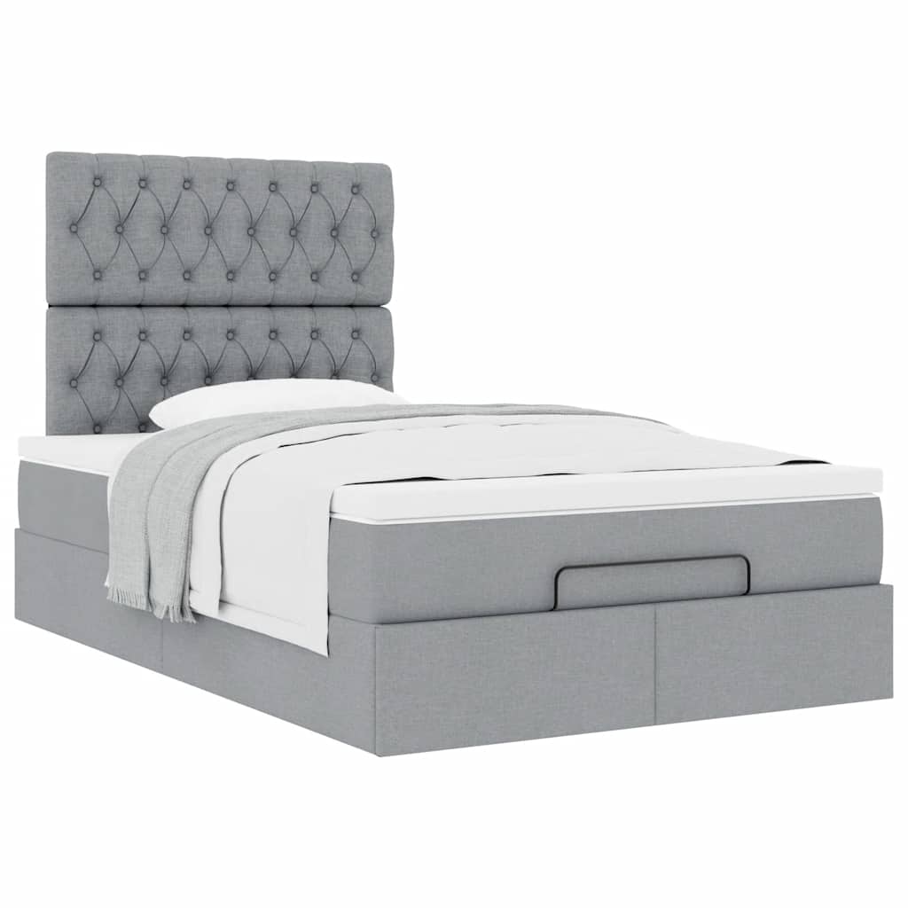 Ottoman bed met matras 120x200cm stof lichtgrijs