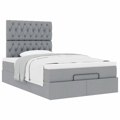 Ottoman bed met matras 120x200cm stof lichtgrijs