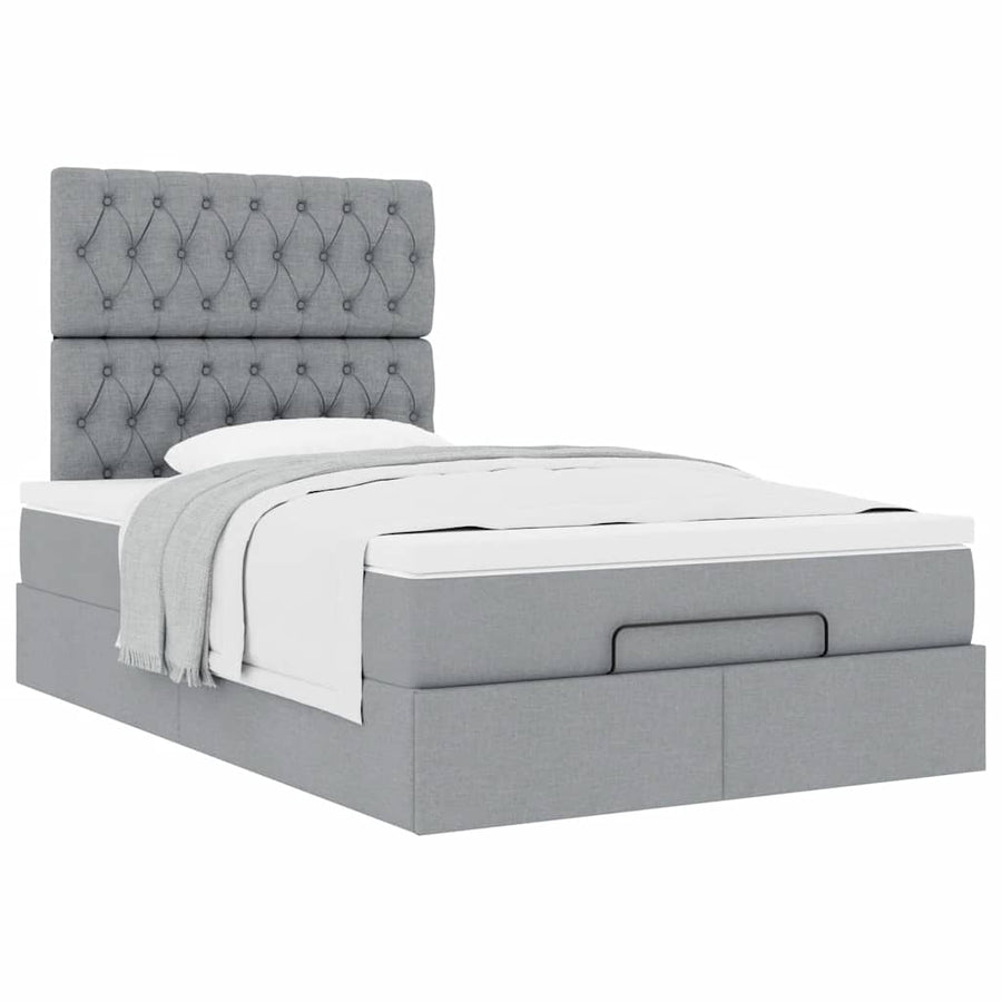 Ottoman bed met matras 120x200cm stof lichtgrijs