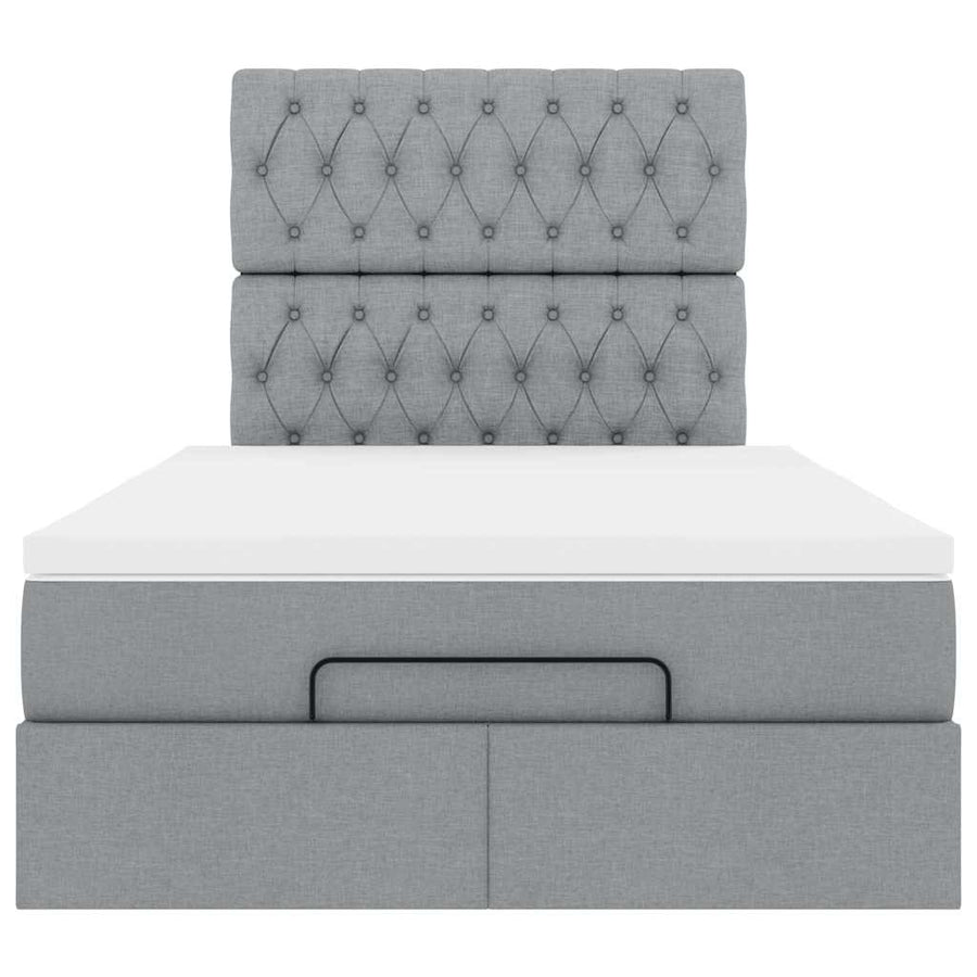 Ottoman bed met matras 120x200cm stof lichtgrijs