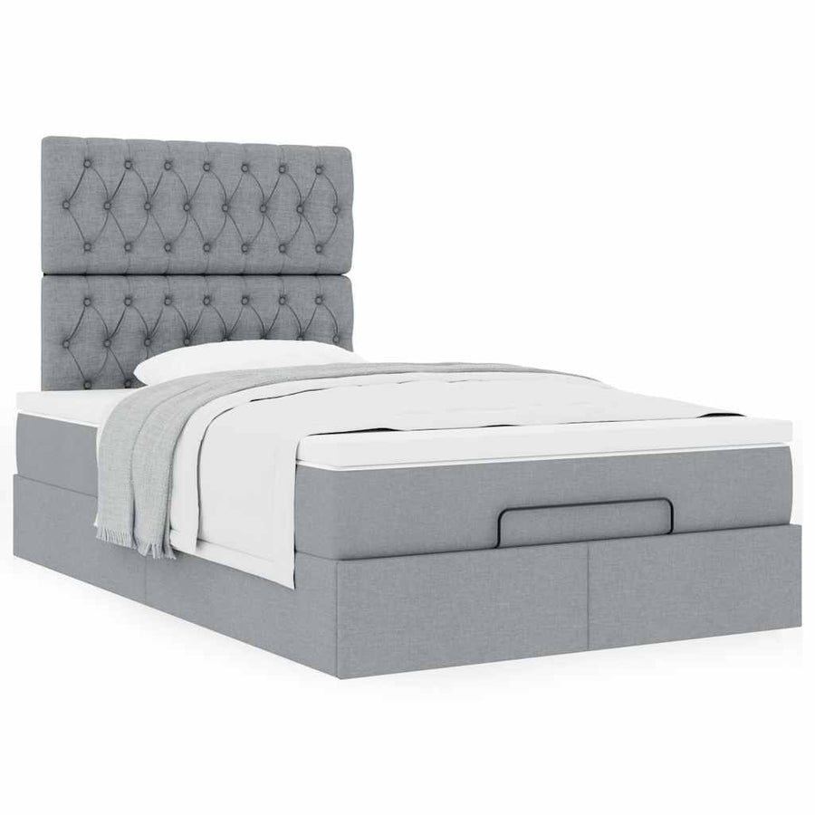 Ottoman bed met matras 120x200cm stof lichtgrijs