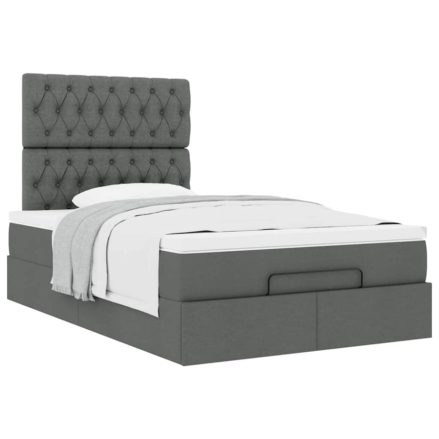 Ottoman bed met matras 120x200cm stof donkergrijs