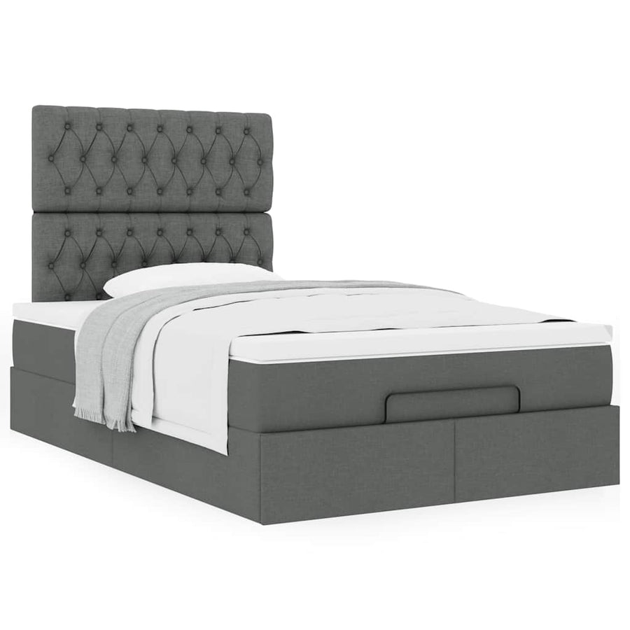 Ottoman bed met matras 120x200cm stof donkergrijs