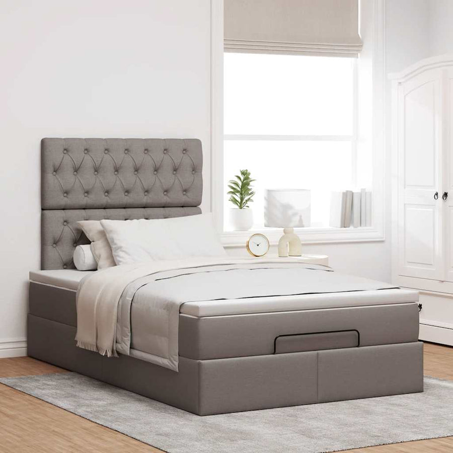 Ottoman bed met matras 120x200cm stof taupe
