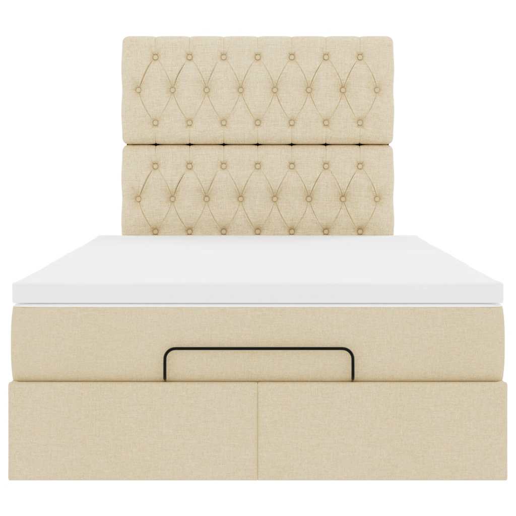 Ottoman bed met matras 120x200cm stof crèmekleurig