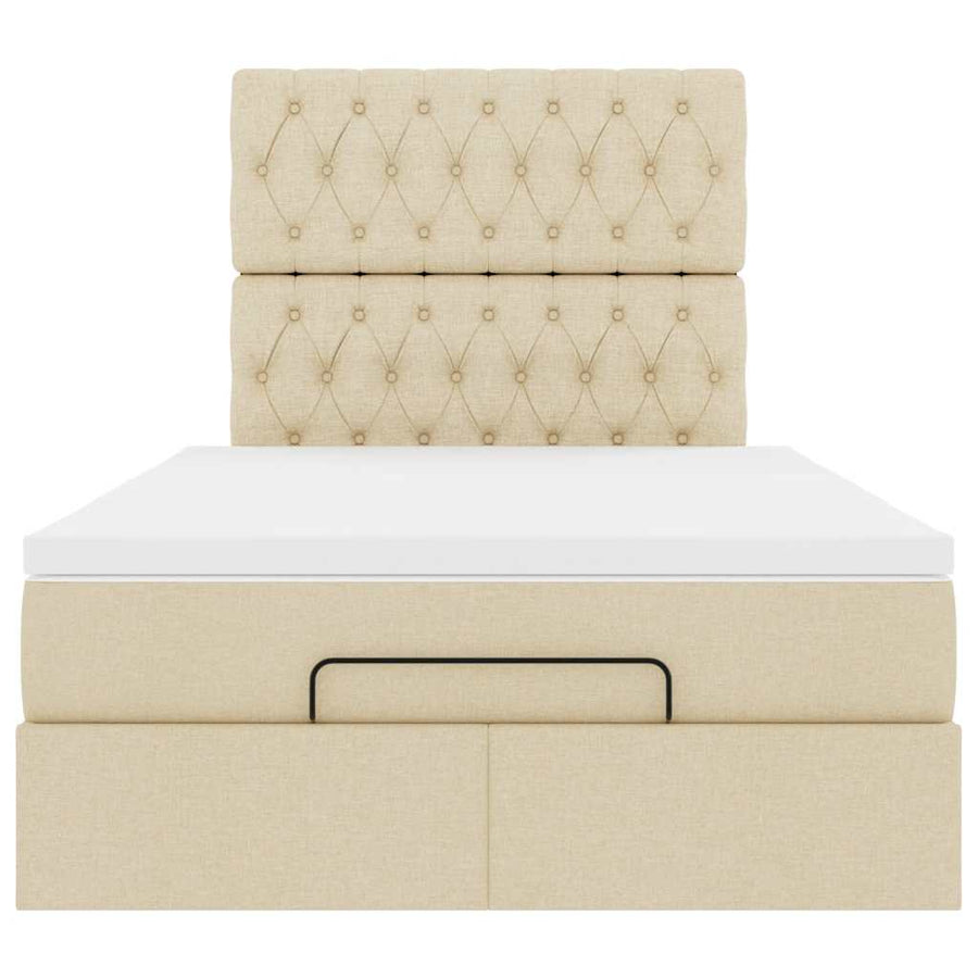 Ottoman bed met matras 120x200cm stof crèmekleurig
