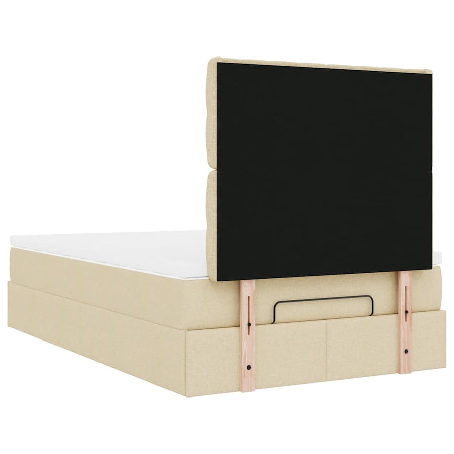 Ottoman bed met matras 120x200cm stof crèmekleurig