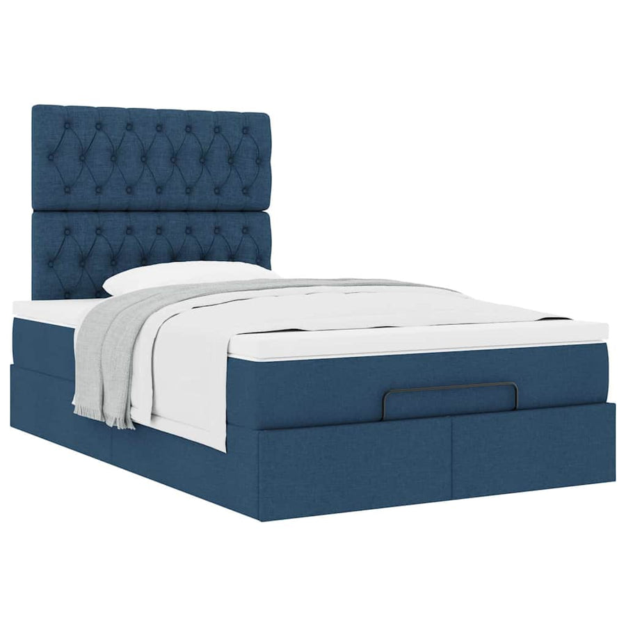 Ottoman bed met matras 120x200cm stof blauw