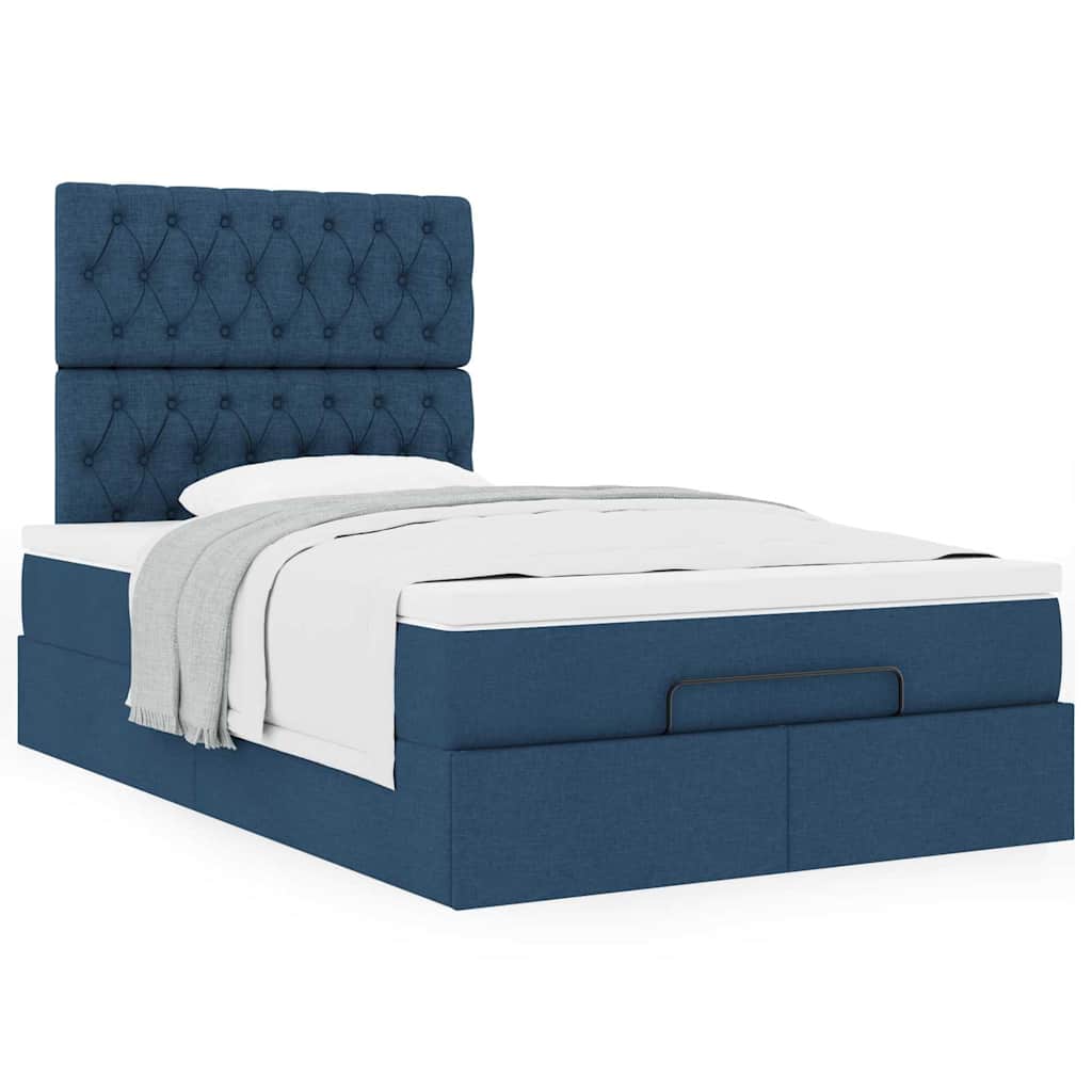 Ottoman bed met matras 120x200cm stof blauw