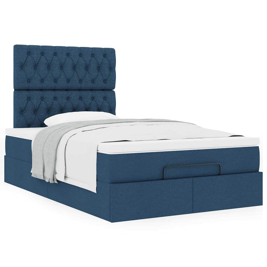Ottoman bed met matras 120x200cm stof blauw