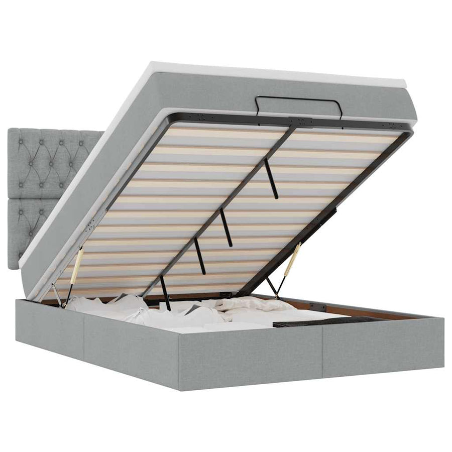 Ottoman bed met matras 140x190cm stof lichtgrijs