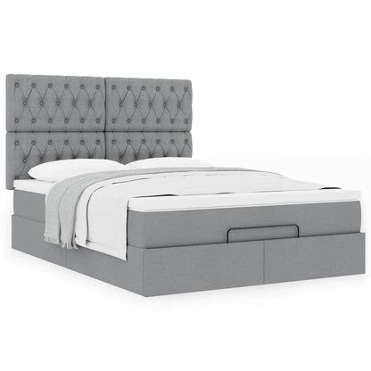 Ottoman bed met matras 140x190cm stof lichtgrijs