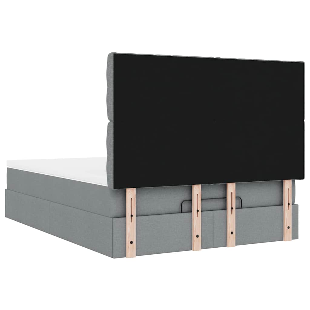 Ottoman bed met matras 140x190cm stof lichtgrijs