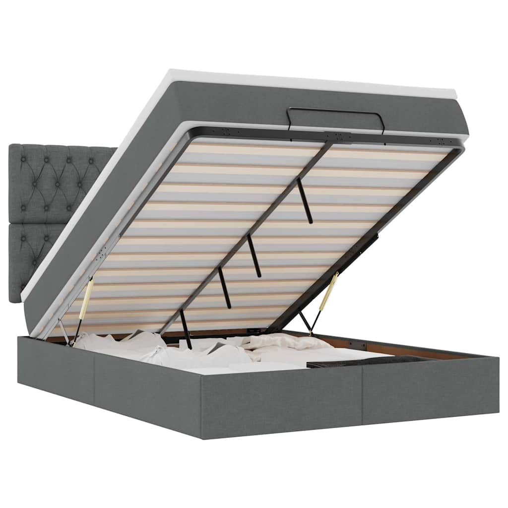 Ottoman bed met matras 140x190cm stof donkergrijs