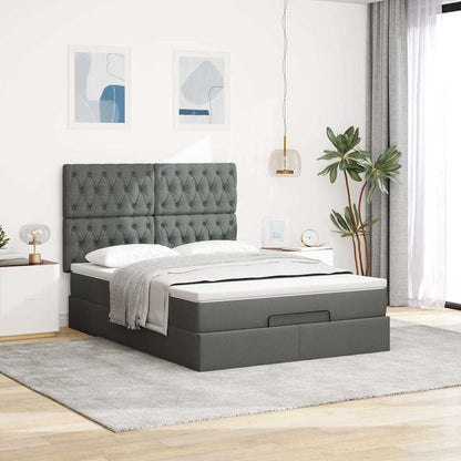 Ottoman bed met matras 140x190cm stof donkergrijs