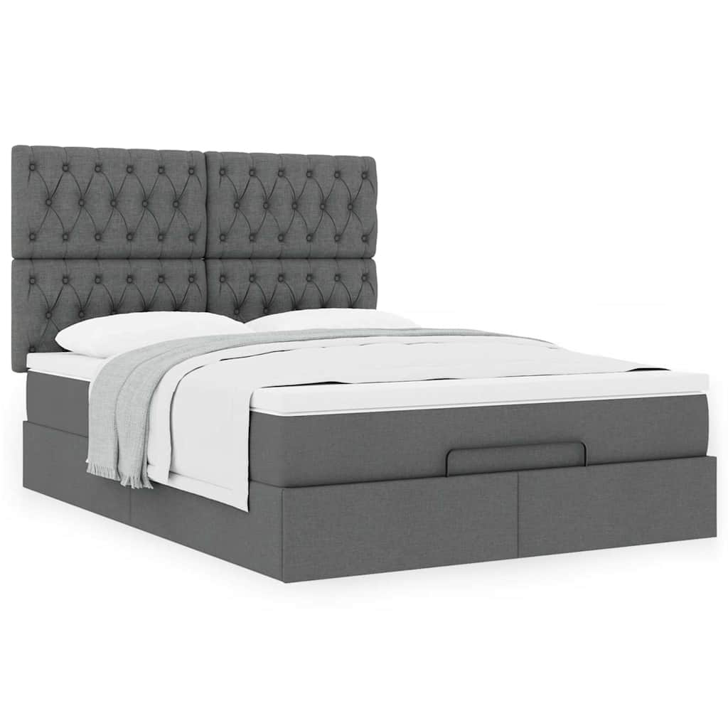 Ottoman bed met matras 140x190cm stof donkergrijs