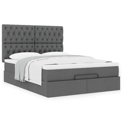 Ottoman bed met matras 140x190cm stof donkergrijs