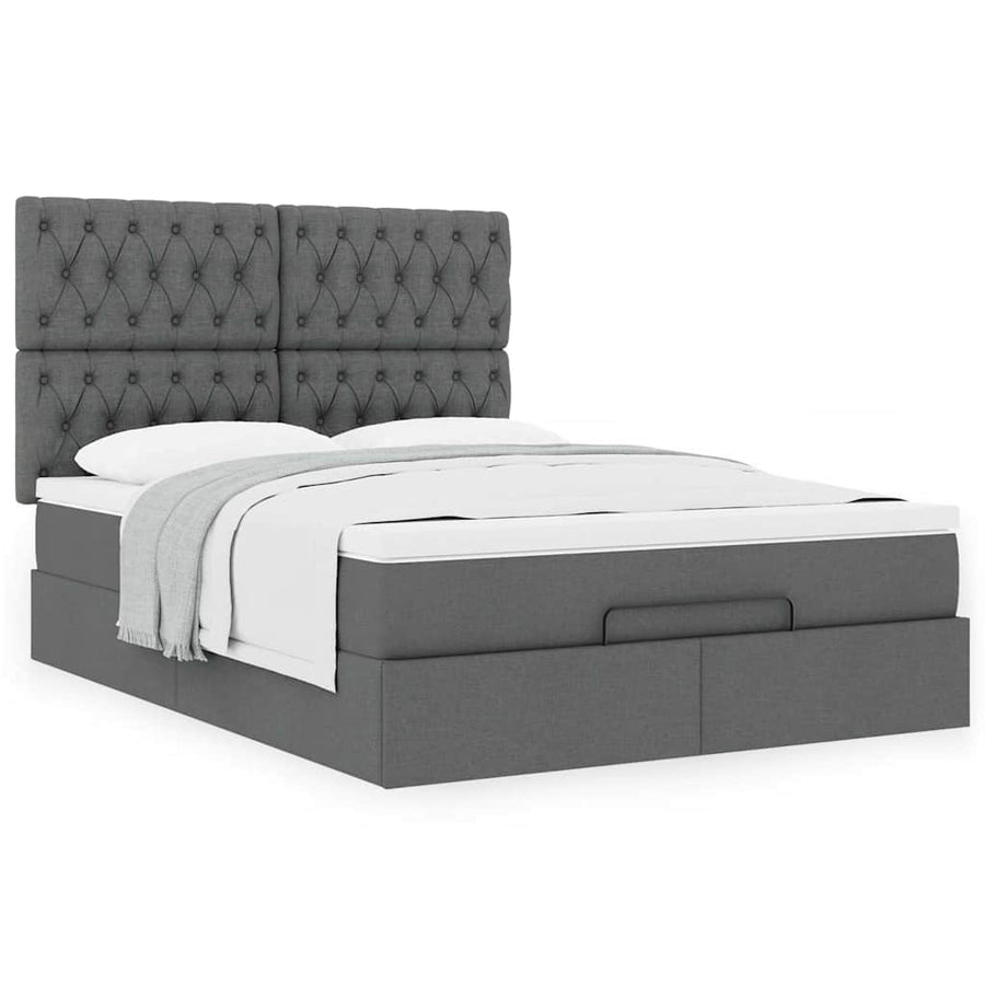 Ottoman bed met matras 140x190cm stof donkergrijs
