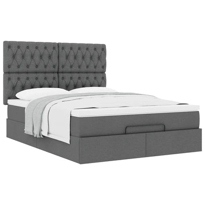 Ottoman bed met matras 140x190cm stof donkergrijs
